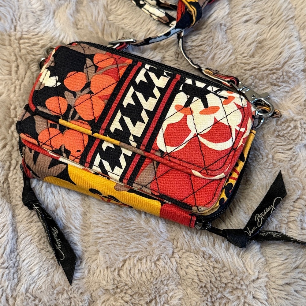 Vera Bradley Red and Yellow Floral Wallet with strap
